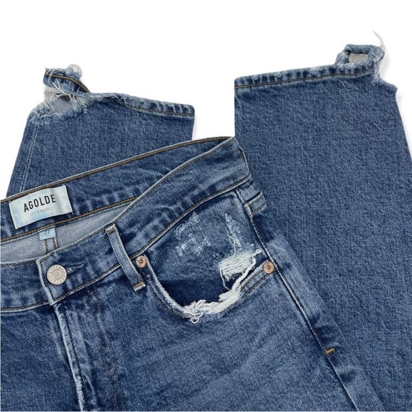 AGOLDE Denim Toni Mid Rise Straight in Stratosphere Distressed Women's - Picture 4 of 7